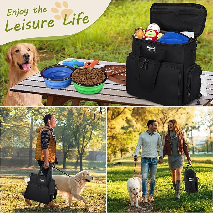 Dog Travel Bag Airline Approved–Pet Travel Tote with Collapsible Bowls,Food Containers & Feeding Mat–Multi-Pocket Organizer for Dogs & Cats, Durable & Water-Resistant for Hiking,Trips,Outdoors - Image 2