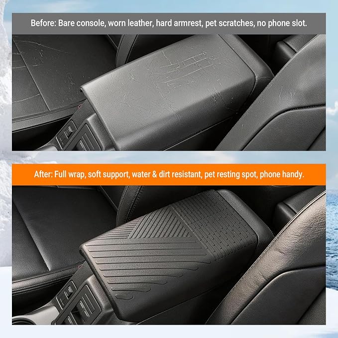 powoq 2/4 Door Center Console Armrest Cover Compatible with 2021-2026 Ford Bronco Armrest Lid Protector Cover TPE Prevent Pets Scratches Pad Replacement for 2021-2026 Ford Bronco Accessories - Image 4