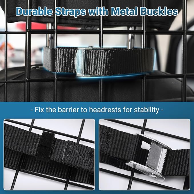 rabbitgoo Dog Car Barrier for SUV, Heavy-Duty Steel Wire Pet Gate, Foldable | Adjustable Universal-Fit Divider, Triple Folding for Cargo Area Vehicles Trucks Safety Travel - Image 5