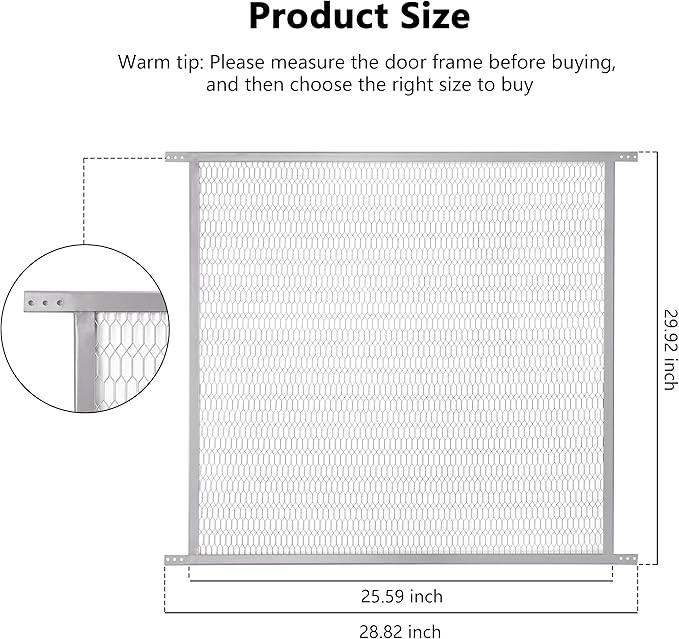 Guardian Steel Pet Grille Screen Door Protector for Dogs Pets Cats Scratch Protector Replacement (Grey, 30 inch) Screen Door Guard Pet Proof Rv Screen Door Grill Guards - Image 2