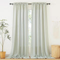 RYB HOME Privacy Semi Sheer Linen Curtains Extra Wide Curtains 108" Length, Rod Pocket Linen Blend Elegant Light Filtering Privacy Protected Panels for Farmhouse/Living Room, Sage, 52" W, 2 Panels by RYBHOME