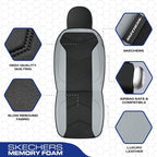 Skechers Memory Foam Seat Covers,Leather Car Seat Covers, Ultimate Comfort & Support Front Seat Covers Airbag Compatible, Automotive Universal Fit Most for SUVs, Vans, Sedans, Cars, Trucks,Gray - Image 3