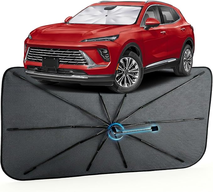 Car Windshield Sun Shade Umbrella for Buick Envision 2021-2026, 1:1 Fit | [Reflective Coated Fabric] Car Shades Sun Visor Keep Car Cool and Protects Interior, Sunshade Umbrella for Front Window by MakeLifeBetter