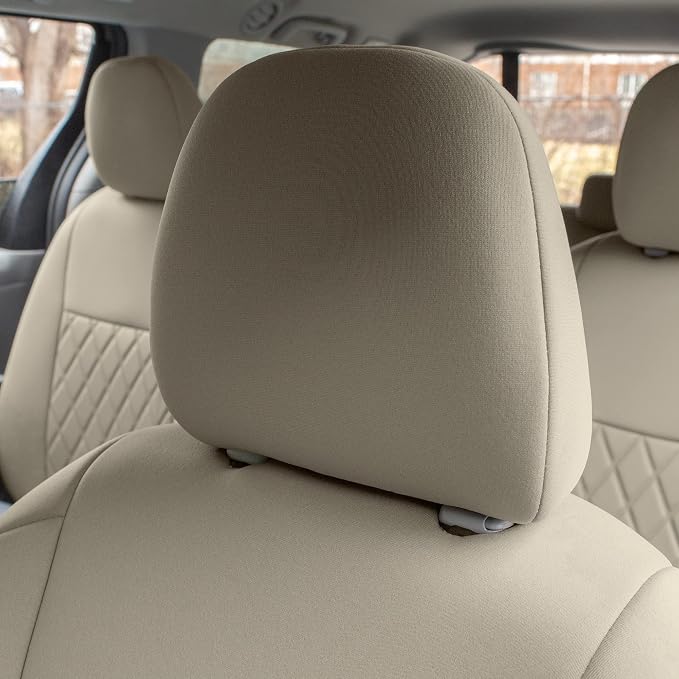 FH Group Custom Fit Car Seat Covers Specifically Made for 2011-2020 Toyota Sienna 7-8 Seater with Ultraflex Neoprene Water Resistant Automotive Seat Covers - Front Set Solid Beige - Image 7