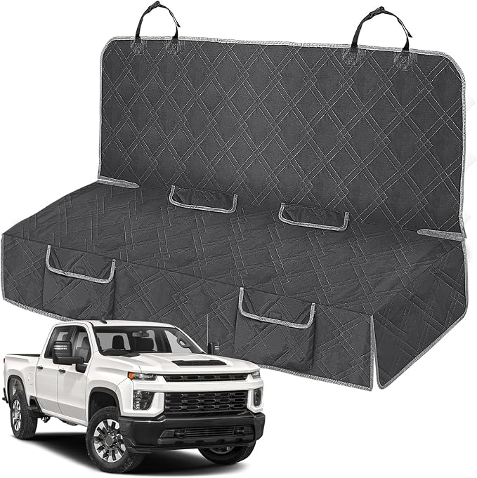 Dog Car Seat Cover for Full-Size Truck | for Ford F150/250/350 Chevy Silverado Dodge Ram 1500 2500 3500, 600D Oxford Scratch Proof Nonslip Waterproof Pet Cover by Kistrba