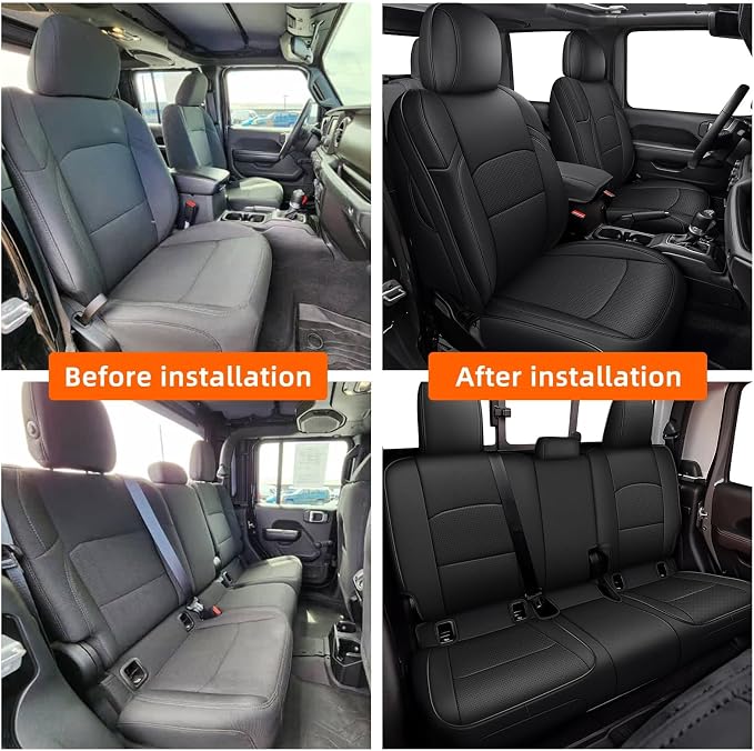 Custom Fit Seat Covers for Jeep Gladiator JT 2020 2021 2023 2024 2025 2026 Full Set Black Car Seat Protectors Premium Faux Leather Automobile Seat Seat Cover - Image 7