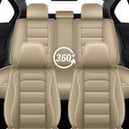 IKABEVEM Car Seat Covers for Nissan Maxima 2011-2025 2026 Full Set(5 Seats) | Luxury Fuax Leather, Waterproof, Airbag Compatible, Easy to Install, Scratch‑Resistant Seat Protection, Beige - Image 7