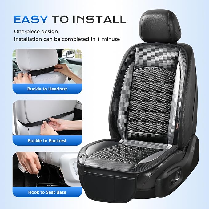 Coverado Cooling Car Seat Cushion, Ventilated Seat Cover with 2 Turbo Fans, Cooling Car Seat Covers Cooled Seat Pad Universal Fit for Most Car SUV Truck, Gray - Image 7