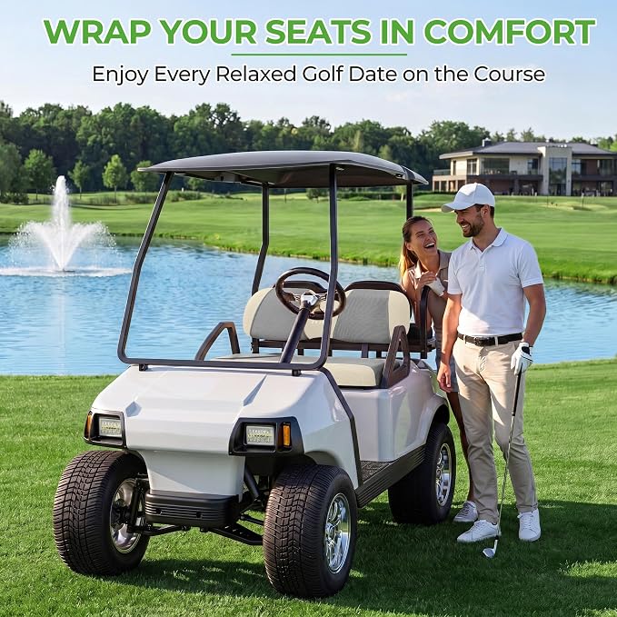 10L0L Golf Cart Seat Covers for Yamaha EZGO Club Car Seat Towel Cushion | Breathable Mesh All-Season Front/Rear Seat Blanket, UV Resistant, Cool Comfort, Machine Washable, Easy On, Great Golf Gift - Image 5
