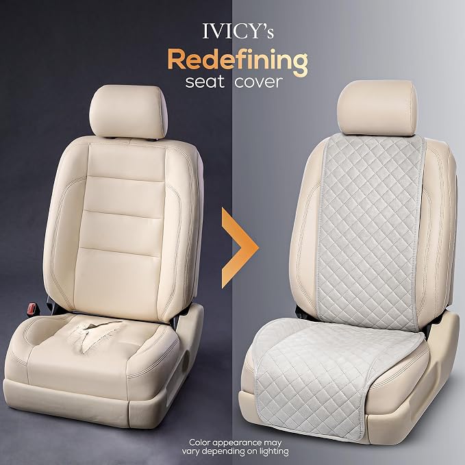 IVICY Faux Suede Front Car Seat Cover, Seat Protector, 1 Unit, Light Gray | Non-Slip Bucket Sear Cover for Most Cars, SUVs, Vans & Trucks – Machine Washable, Side-Airbag Friendly - Image 6