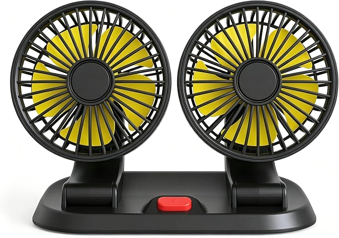 Dual Head 12V Car Fan for SUV Truck RV with No AC,Adjustable Car Cool Fan, Dual Head Design, 2-speed Adjustable, 360° Rotating Portable Car Fan,Powered by Cigarette Lighter by Unknown