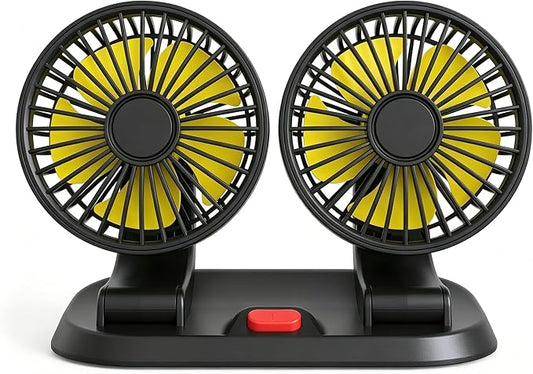 Dual Head 12V Car Fan for SUV Truck RV with No AC,Adjustable Car Cool Fan, Dual Head Design, 2-speed Adjustable, 360° Rotating Portable Car Fan,Powered by Cigarette Lighter by Unknown