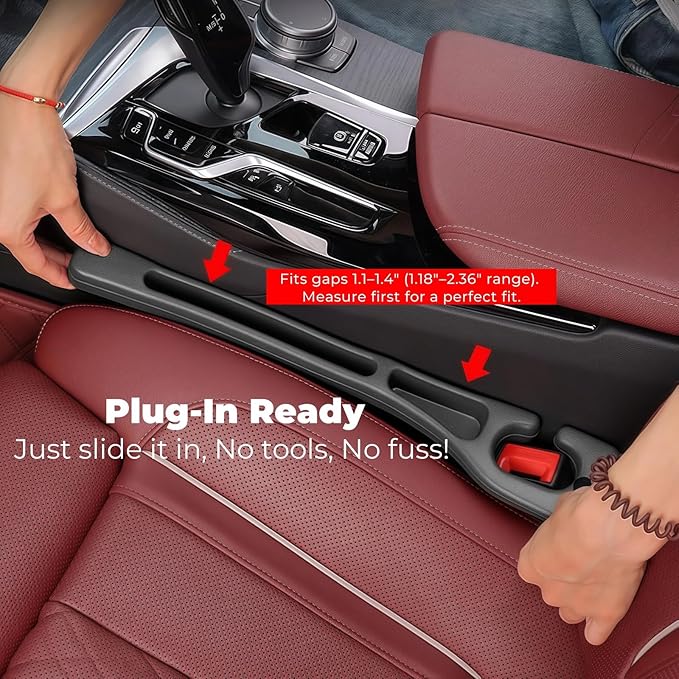 BESTKEE Car Seat Gap Filler 2 Pack, No Drop Seat Gap Plug with Dual Storage Slots, Blocks Phones Keys Coins, Flexible EVA Console Gap Filler Auto Accessories for Cars SUVs Trucks - Image 3