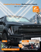 Cooling Windshield Sun Shade for Ford F150 2015-2026, 240T Beige, Foldable | Heat-Insulating Fabric, 99% UV Protection and Heat Insulation, Storage Bag Included, for Cars SUVs and Trucks, Easy to Store - Image 5