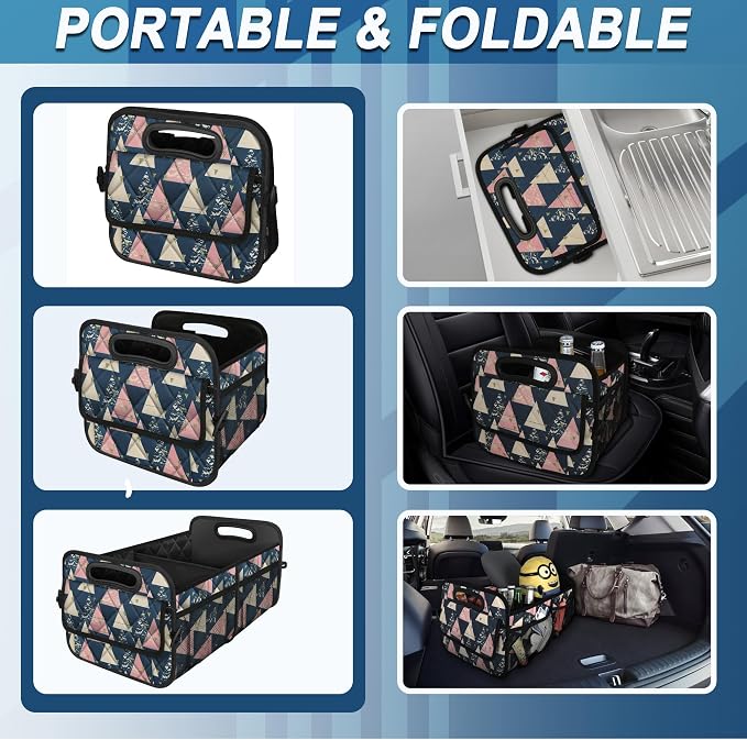 Deosk Trunk Organzier and Storage with Reinforced Handles,Car Accessories for Women/Men 50L Waterproof Polyester for Car/SUV/Minivan/Truck(Medium, Triangle) - Image 4