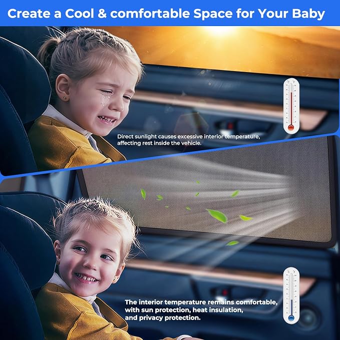 2PCS Rear Side Window Mesh Shades for 2017-2025 Mazda CX-5 | for 2017-2025 Mazda CX-5 Accessories, Sun & Heat Block Privacy Window Covers, UV Protection for Kids, Pets & Outdoor Travel - Image 3
