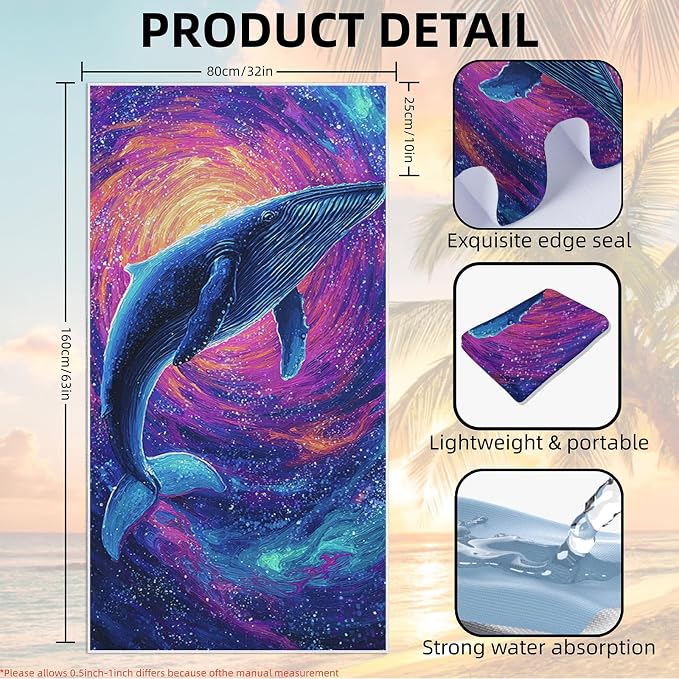 2 Pack Car Towel Seat Covers with Storage Bag, Multifunctional Towel for Gym Outdoor Sport, Picnic, Beach, Pet Dog Travel,Non-Slip Washable Car Seat Protector (Starry Whale) - Image 4