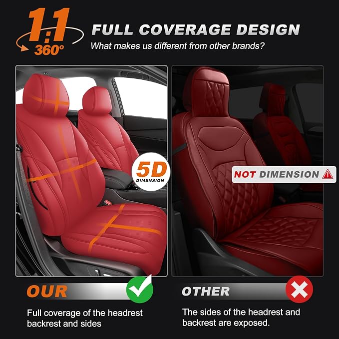 AOMSAZTO Custom Fit Seat Covers for Honda Accord 2023 2024 2025 2026 LX | (Rear Row W/Solid Backrest)Full Set Waterproof Airbag Compatible Faux Leather Seat Protector Red - Image 4