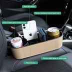 Car Seat Gap Filler Organizer with Cup Holder, Beige | Front Seat Organizer, Console Side Pocket, Cell Phone Holder, Coin Bucket, Car Storage Box, Universal Fits, Easy Installation - Image 6