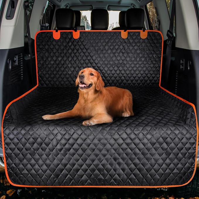 MIXJOY SUV Cargo Liner for Dogs, Waterproof Cargo Liner for SUV, Pet Dog Cargo Cover Mat with Bumper Flap Protector, Nonslip Car Trunk Mat for Sedans Vans, Universal Fit (90" L x 55" W) by MIXJOY
