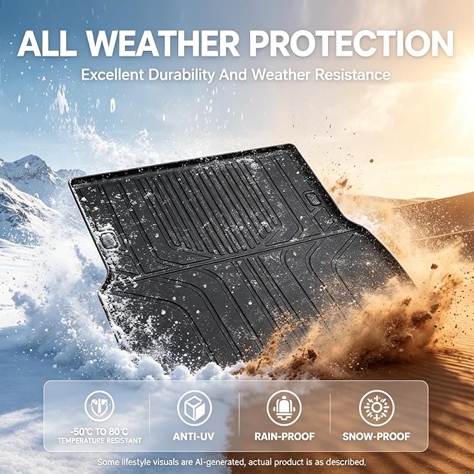 GYGY Cargo Mat Trunk Liner with Backrest Mats Fit for 2024 2025 2026 Toyota Land Cruiser Prado 250 (5-Seat US Version Only)&24-26 Lexus GX550, All Weather Waterproof TPE Rear Cargo Tray - Image 4