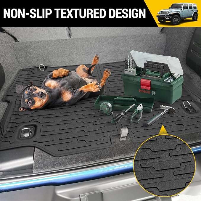 Rear Cargo Mat for 2021-2026 Jeep Wrangler JL 4XE Only Cargo Liners All Weather TPE Protection Anti-Slip Trunk Mat for 2021 2022 2023 2024 2025 2026 Wrangler JL 4XE 4 Door Accessories - Image 6