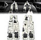 2 Pack Black White Cat Car Headrest Hooks for Purse Seat Back Hanger | Cute Cat Doodle Car Accessories Metal Hook, Cat Mom Gifts for Women, PU Leather Double Hook for Backseat Organizer by Unknown