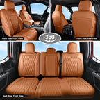 Coverado Premium Leather Full Set Seat Covers Waterproof Heavy-Duty Protectors Custom Fit for Ford F150 (2015-2026) F250/F350/F450 (2017-2026)-Orange, Stain-Resistant - Image 7