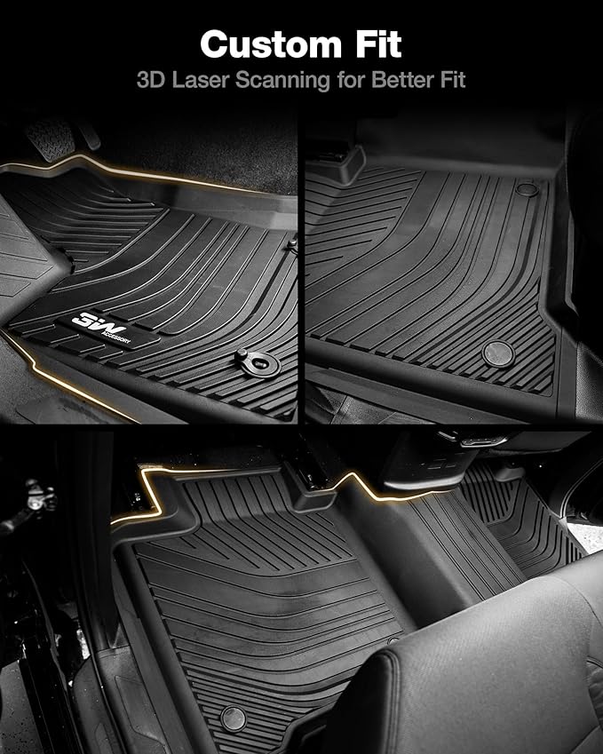 3W Floor Mats Fit 2022-2026 Toyota Tundra CrewMax Cab, TPE All-Weather | Custom Fit Floor Liner, Easy to Clean, SR/SR5/TRD PRO/Limited/Platinum/Castone - Image 3