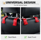 SINGARO 4 Pack Car Seat Headrest Hooks, Vehicle Back Seat Hanger Storage Organizer for Purse Handbag Backpack Coat Grocery, 360° Rotating Heavy Duty Holds 44lbs, Red - Image 4