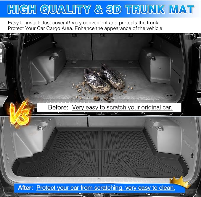 4Runner Cargo Liner - Trunk Mat for Toyota 4Runner 2003-2009, All Weather Cargo Mat for 4Runner Accessories, Heavy Duty Car Mats, Car Accessories - Image 7
