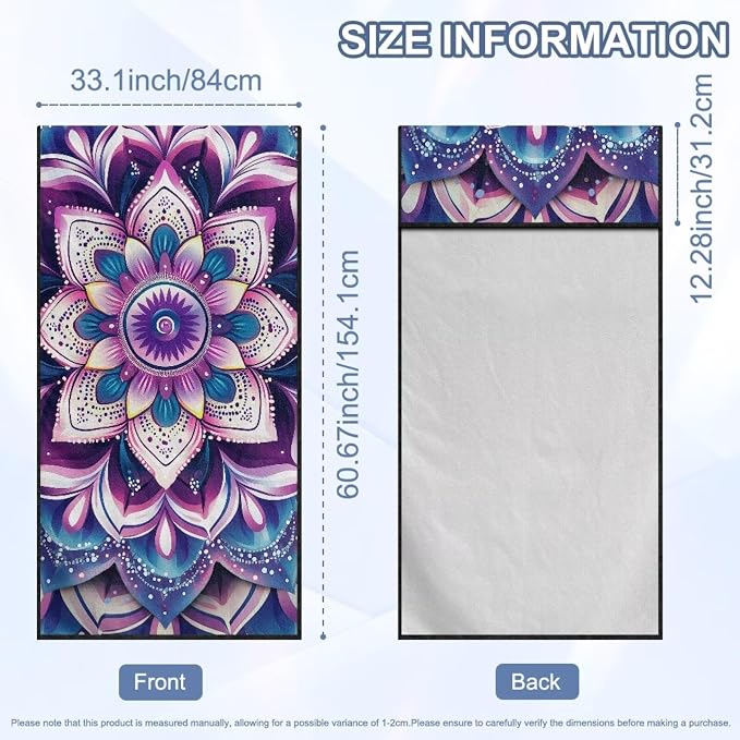 Purple Mandala Lotus Car Seat Cover Towel for Front Seat Only Boho Mandala Flower Car Seat Cover with Storage Bag Non-Slip Car Seat Towel Protector for Yoga Mat Auto Seat Interior Decor - Image 7