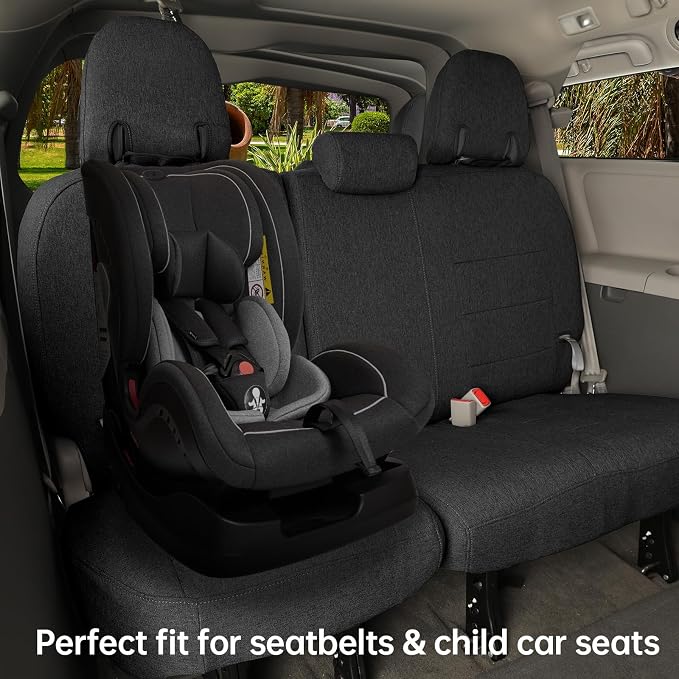 Sienna Car Seat Covers Custom Fit for 2011-2020 Toyota Sienna SE,LE,XLE,SE Premium,XLE Premium,8-Seater,Full Coverage,Airbag Compatible Polyester Auto Seat Protector (Full Set,Black) - Image 7