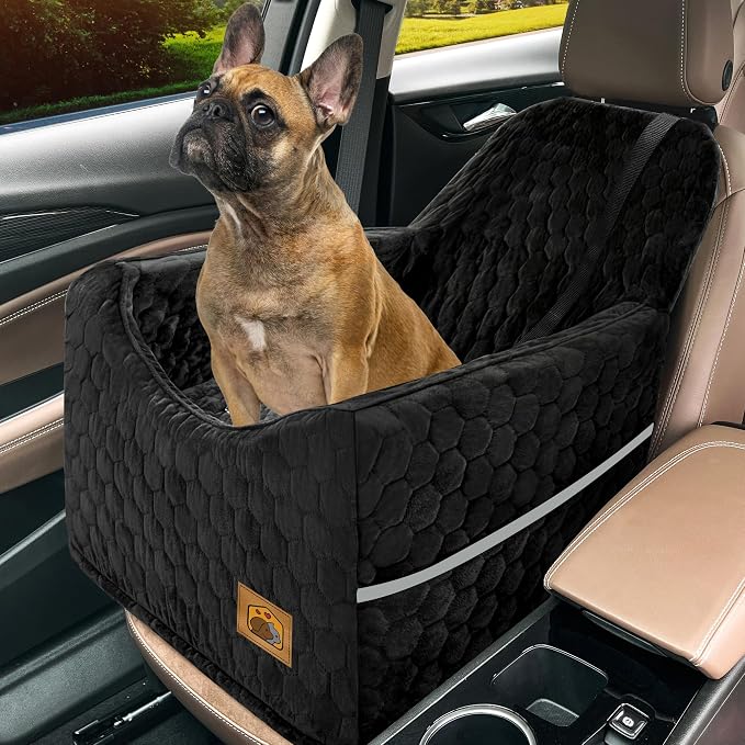 Dog Car Seat for Small/Medium Dogs, Memory Foam Dog Booster Seat, Travel Safety with Washable Removable Cover, Storage Pockets for Dogs up to 35 lbs(Black) by Qualityproductsqualityservice