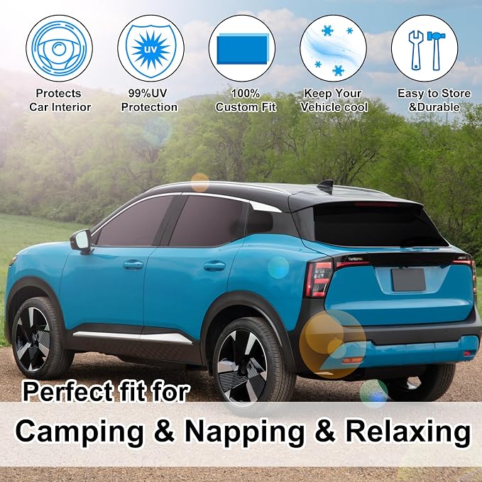 TINGLU Window Shades for Nissan Kicks 2025 2026 Accessories Car Side Full Windows Rear Triangular Windshield Sun Shade Sun UV Rays & Privacy Protection for Camping 7PCS - Image 6