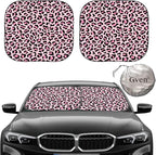 GVEN Windshield Sun Shade Car Sunshade Truck Accessories Large-Size Front Window Shades Windshield Cover Visor for Full-Size MPVs, Vans, Trucks, SUVs, Tesla (Pink Leopard, L) by Gven