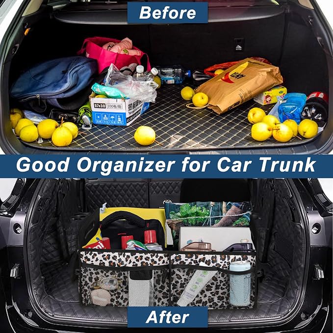 Deosk Trunk Organizer and Storage with Reinforced Handles,Car Accessories for Women/Men 50L Waterproof Polyester Trunk Organzier for Car/SUV/Minivan/Truck(Medium,Leopard print) - Image 5