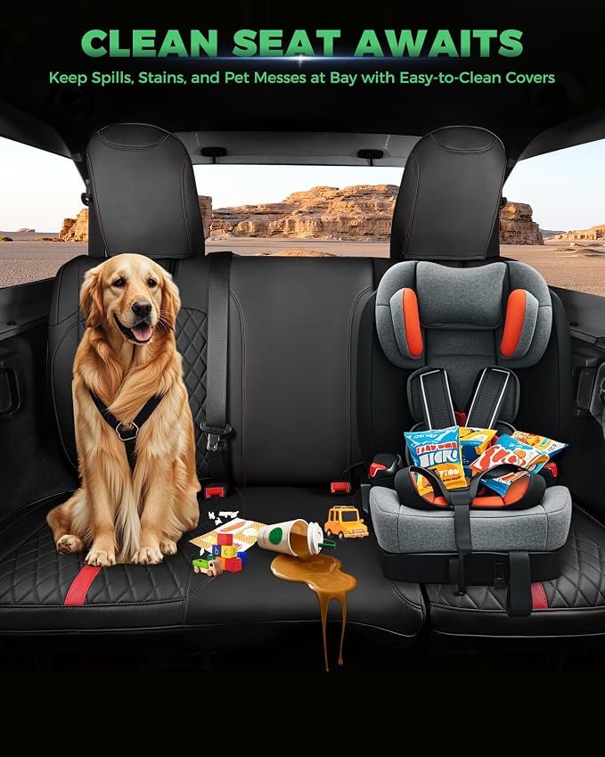 RIDEPOSH for Jeep Wrangler Leather Custom Car Seat Covers Full Set 4 Door | 2013-2017 JK, Luxury Accessories, Waterproof Protectors, 40/60 Spilt, Full Wrap, Durable, Back Organizer, Anti-slip, 5 Seats - Image 6