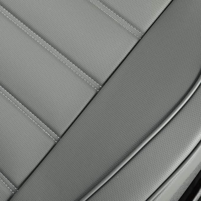 2 Pack Leather Front Car Seat Covers,Bottom Seat Covers for Cars,Driver Car Seat Cover,Luxury Seat Protectors,Waterproof,Anti-Slip,Full Wrap,for Most Vehicles,Sedan,Truck,SUV(Grey) - Image 8