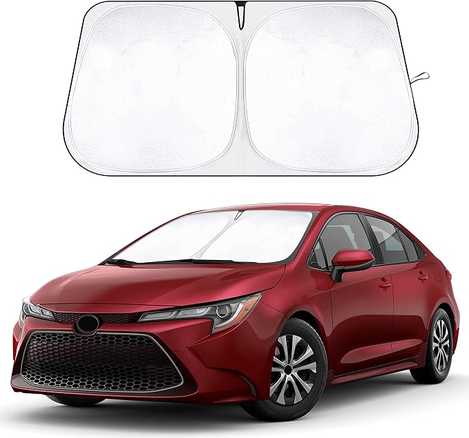 EcoNour Windshield Sunshade Compatible for Toyota Corolla 2020-2025 2026 | Car 280T Polyester | Car Sun Visor Reflector Blocks UV Rays Foldable Sunshade Interior Protection Toyota Corolla Accessories by EcoNour