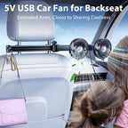 ELOHEI 12V Quiet Car Fan for Backseat Kids with Foldable Stand | 3 Speed 360° Rotate Dual Head Usb Car Fans Strong Wind Power for Universal Cars SUV Sedan Trucks - Image 4