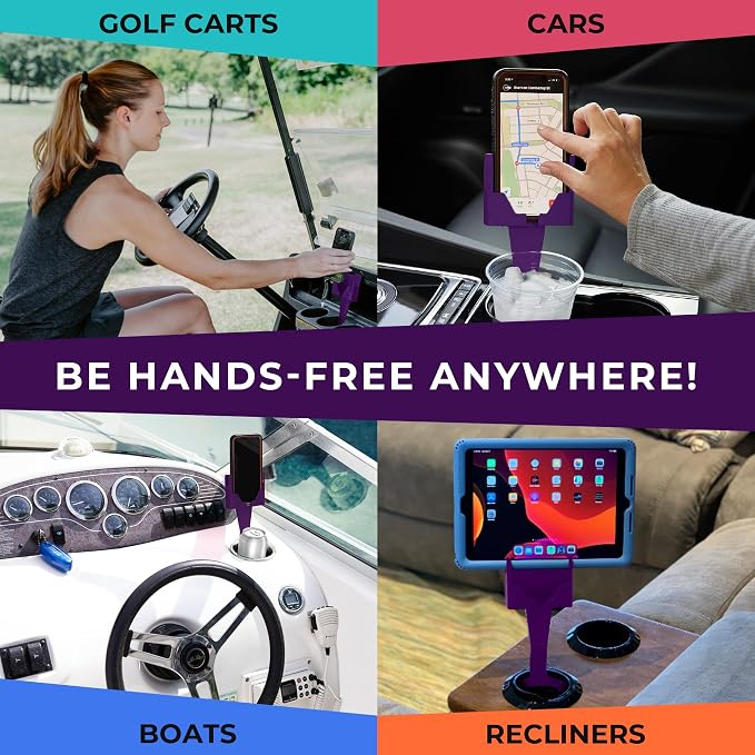 Cup Holder Phone Holder Mount for Car - Universal Adjustable Expander Cradle Hands-Free Driving - Compatible with All Smartphones Car Mount for iPhone Samsung Google Android Mobile Accessories Purple - Image 3