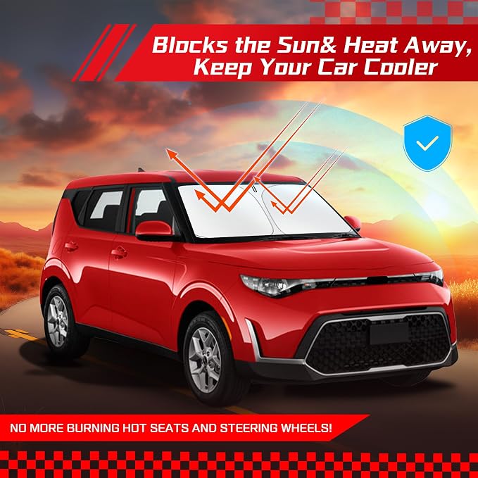 ARISMOTOR Windshield Sun Shade for Kia Soul 2020-2025 2026 | Custom Fit, Foldable, Front Window Sunshade Sun Visor Protector, Block UV Rays, Keep Car Cooler - Image 7