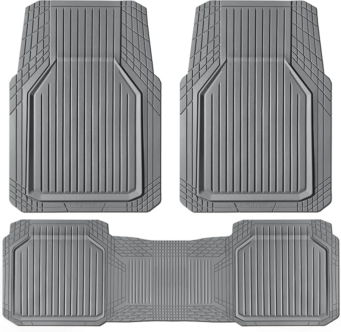 CAR PASS Heavy Duty Rubber Floor Mats for Car, Waterproof Liner Deep Dish Car Mats Full Sets, Universal Trim to Fit for SUV Truck Sedans Vans, All Weather Automotive Floor Mats 3pcs, Solid Gray - Image 9