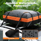 DUMOS Car Roof Bag Cargo Carrier Waterproof 15 Cubic Feet for All Vehicles | Rooftop Bag with Anti-Slip Mat, Combination Luggage Lock, Reinforced Straps & Door Hooks, Fit Vehicles with/without Roof Rack - Image 4