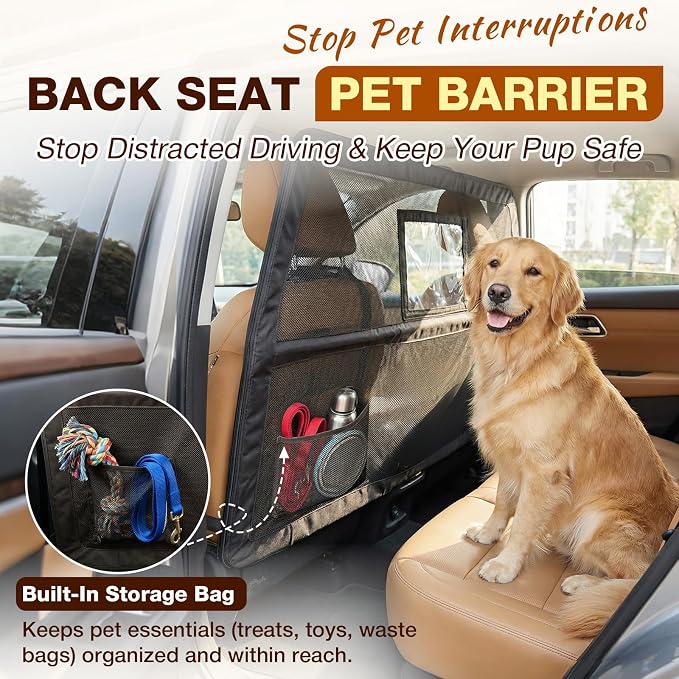 Loyala Dog Car Barriers for SUVs Trucks Cars Adjustable Dog Car Divider Pet Car Barrier for Back Seat Pet Barrier Universal-Fit Safety Travel Accessory 50" W x 56" W x 32" H - Image 3