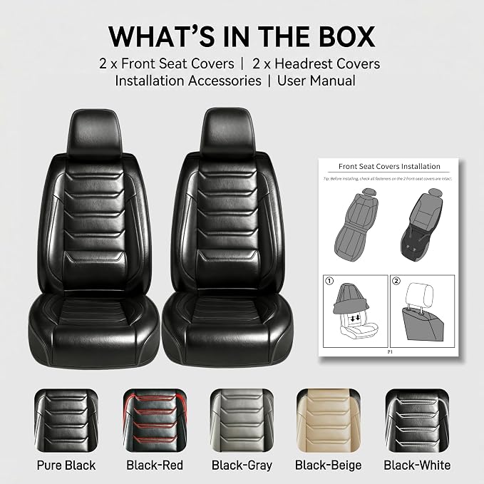 Fit Accent Seat Covers Custom Fit for Hyundai Accent 2006-2026, Front Pair | Premium Leather Full Coverage Protectors, Waterproof, Breathable, Scratch Resistant, Easy Wipe, Airbag Compatible, Black - Image 9