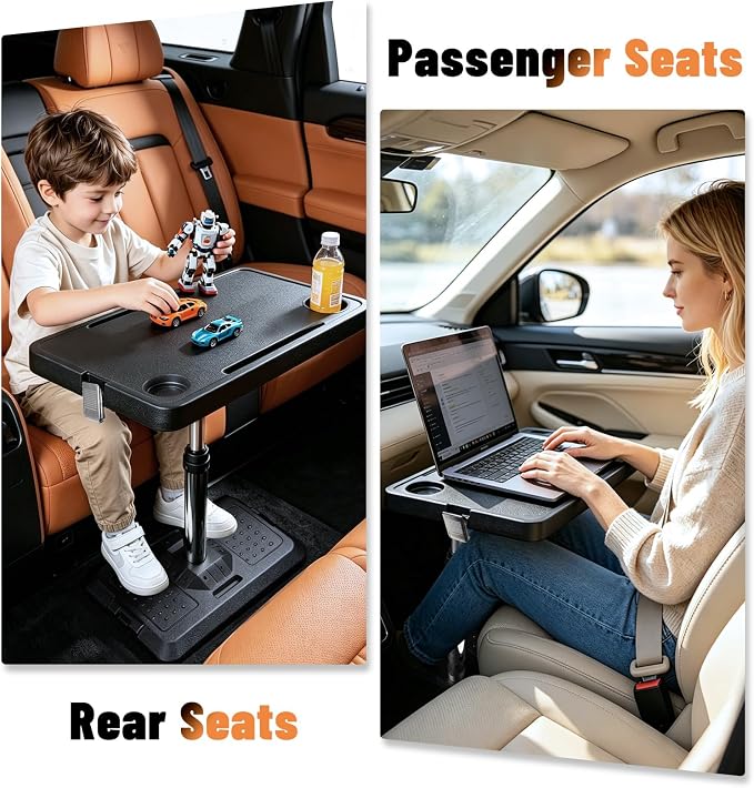 Car Desk for Laptop, Portable Car Table Tray for Front/Rear Passenger Seat | Stable Tall Table Height Adjustable Laptop Desk for Travel, Work & Eating - Image 7