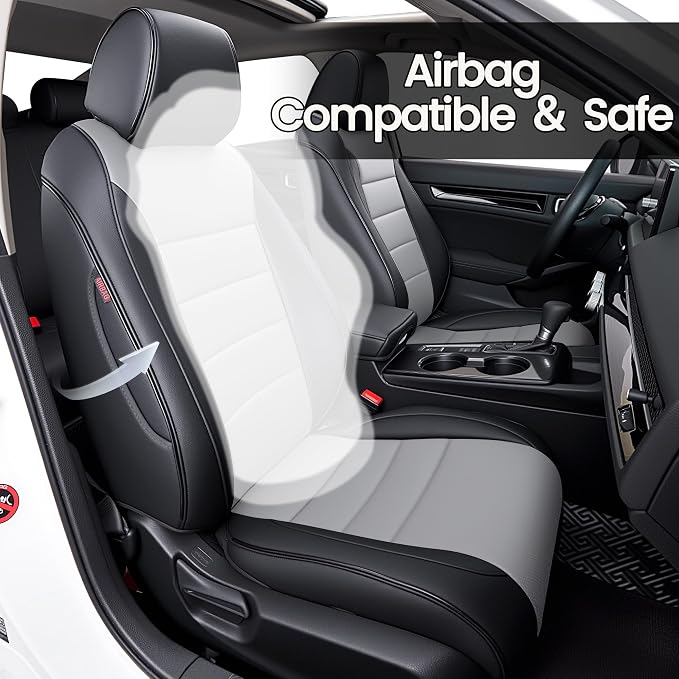 HKZ Custom Fit Civic Seat Cover Full Set for Honda Civic 4 Door Sedan-Only (Sport 2022 2023 2024) & (LX 2022-2026),5-Seats Full Set,Leather Seat Protector(Grey) - Image 5