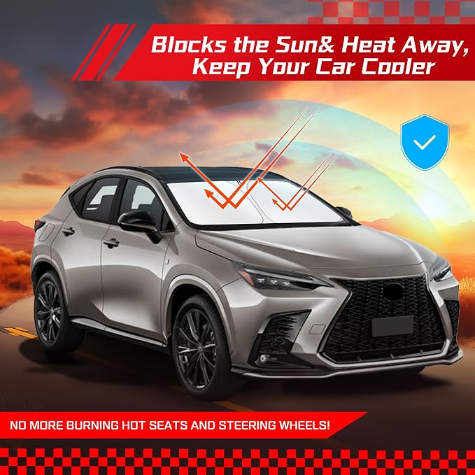 ARISMOTOR Windshield Sun Shade for Le-xus NX NX250 NX350 NX350h 2022-2026 | NX450h+, Custom Fit, Foldable, Front Window Sunshade Sun Visor Protector, Block UV Rays, Keep Car Cooler - Image 7